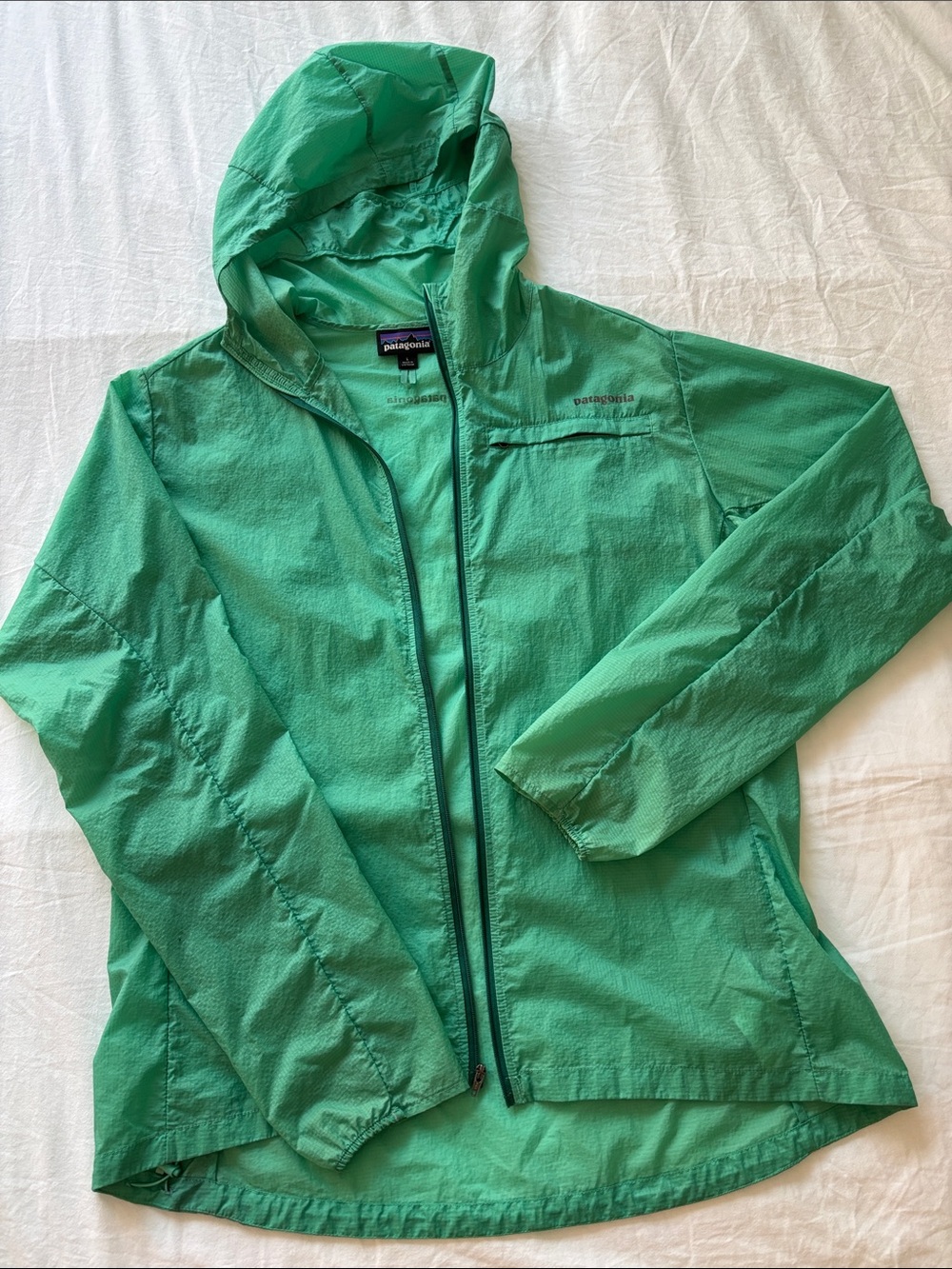 Patagonia Green Hooded Windbreaker Jacket